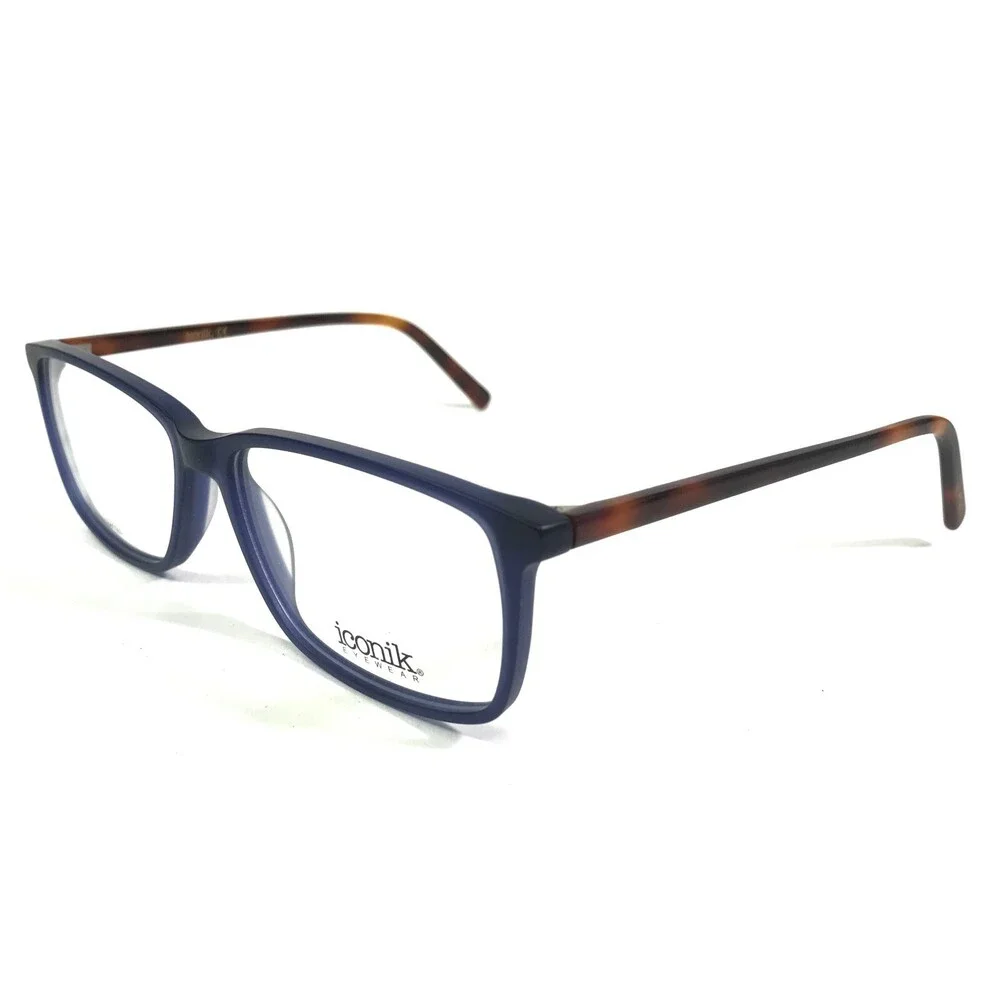 Iconik Eyeglasses Frames Ethan C3 Blue Tortoise Square Full Rim 54-15-140